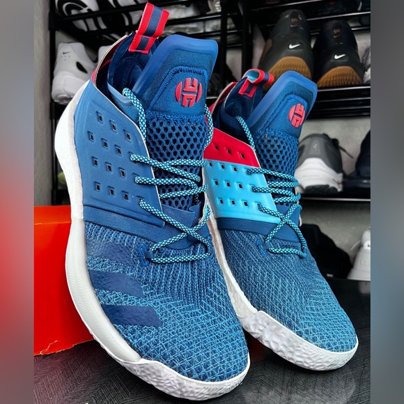 Adidas Harden Vol 2 Blue Night Men’s Basketball Shoes Cyan Red AH2216 - Size 13 main image 4